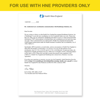 Picture of HNE Introduction HIPAA Consent Letter