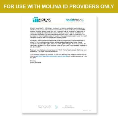 Picture of Molina ID Introduction HIPAA Consent Letter