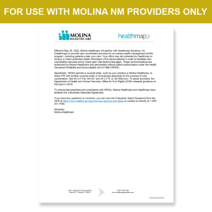 Picture of Molina NM Introduction HIPAA Consent Letter