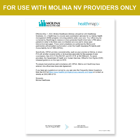 Picture of Molina NV Introduction HIPAA Consent Letter
