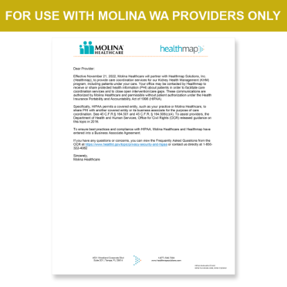 Picture of Molina WA Introduction HIPAA Consent Letter