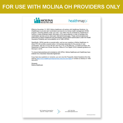Picture of Molina OH Introduction HIPAA Consent Letter