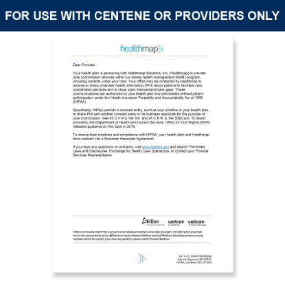 Picture of Centene OR HIPAA Letter